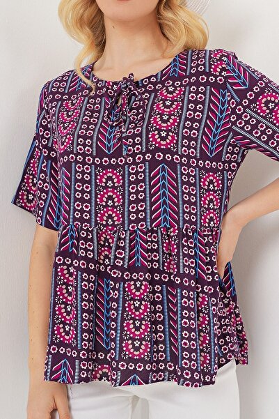 Modamorfo Γυναικεία Μπλούζα με κοντομάνικο σχέδιο 969 - Claret Red