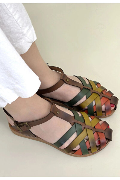 ARMÜZ Μαύρα δερμάτινα σανδάλια Woji με ζώνη