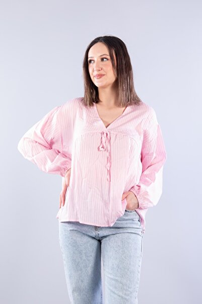 Mckanzie 946 Μπλούζα με δέσιμο στο λαιμό και αυτοδιακοσμημένη λωρίδα