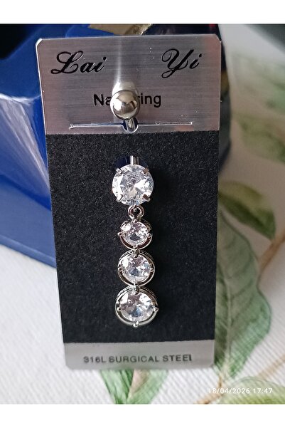 AyçaSilver Zirkon taşlı göbek piercing