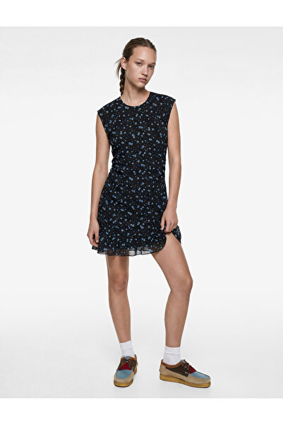 Koton Ασύμμετρο κομμένο αμάνικο φόρεμα με λαιμόκοψη ποδηλάτου, με κορδόνια κα...