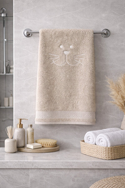 ERFAHOME Ayıcık Nakışlı Çocuk Banyo Havlusu 50x100