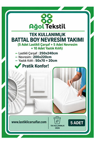 ağol tekstil Tek Kullanımlık Battal Boy Nevresim Takımı (LASTİKLİ ÇARŞAF YORG...