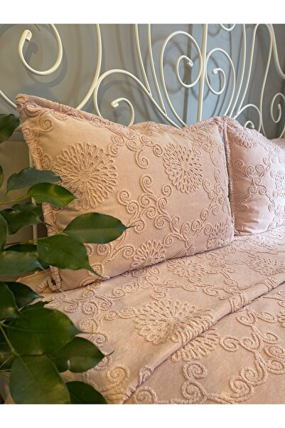 Decamor home Σετ Κρεβατιού σε Πούδρα Ροζ Κέντημα Λεπτομερές - Διπλό Πικέ