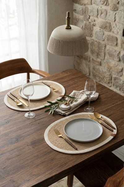 Homever Σετ 2 τεμαχίων Οβάλ Φυσική Αμερικάνικη Ψάθα Σερβιρίσματος από Γιούτα ...