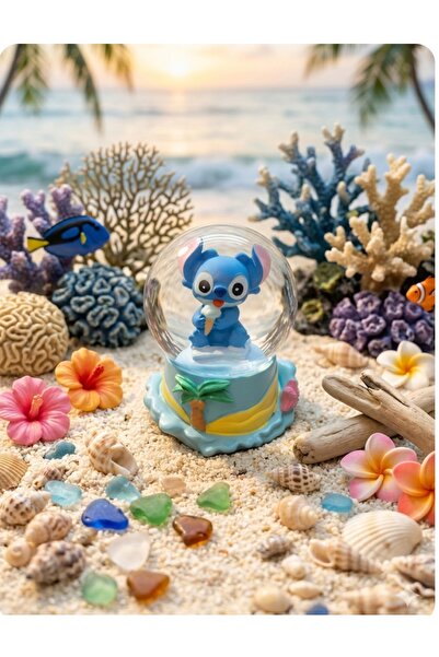 Online 9cm-6cm –Dondurmalı figürlü Işıklı Stitch Kar küre