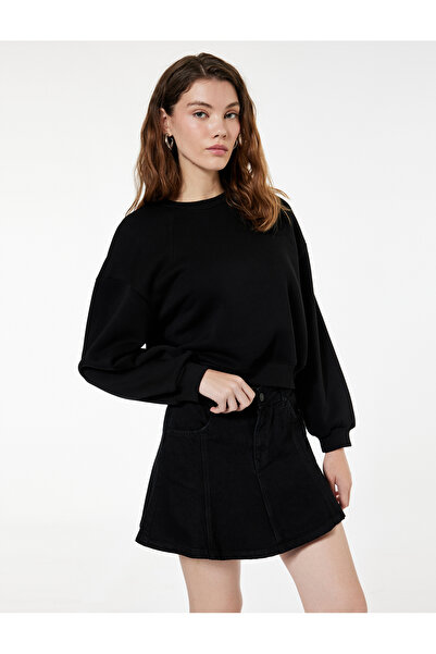 Koton Φούτερ με μακρύ μανίκι και λαιμόκοψη Regular Fit Three Thread επένδυση ...