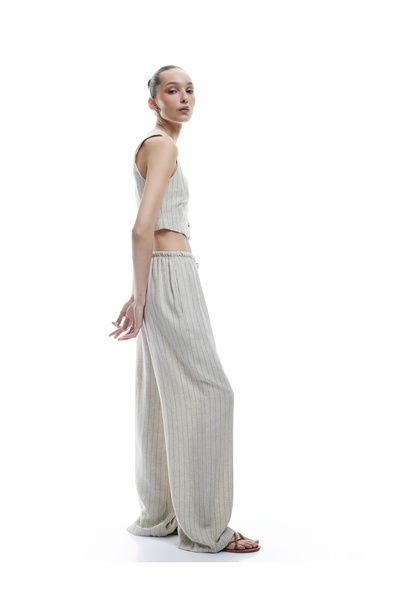 Koton Παντελόνι με φαρδύ ριγέ ριγέ με κορδόνια στη μέση