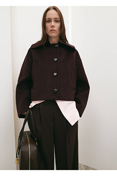 MANGO Woman Wool Coat with Shirt Collar