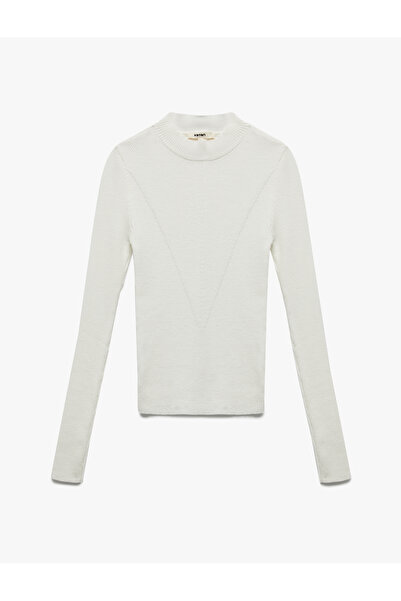 Koton Ελαφρύ πλεκτό πουλόβερ με ψηλό γιακά και μακριά μανίκια