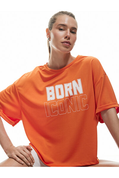 Koton Tricou sport cu mânecă scurtă imprimat cu decolteu