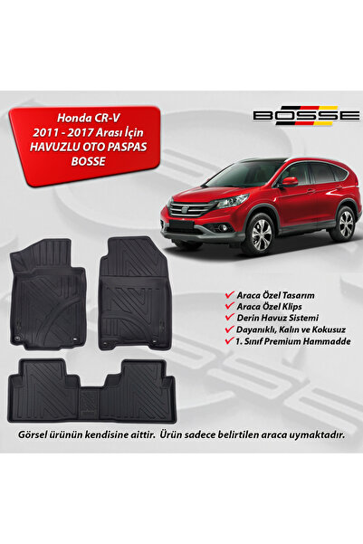 BOSSE Honda CR-V Paspas CRV Araca Özel 2012 2018 Arası 3D Havuzlu Oto Paspas