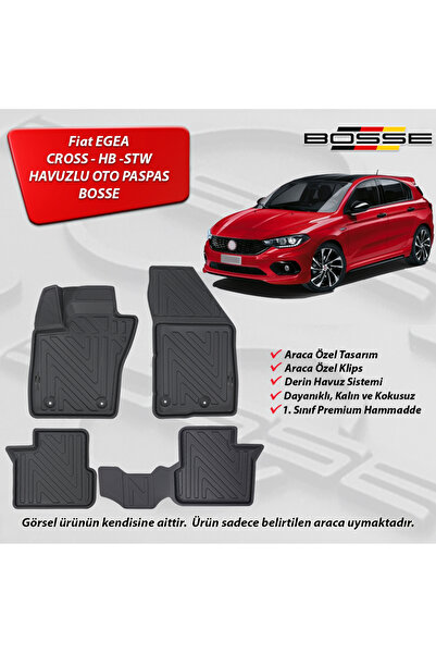 BOSSE Fiat Egea Paspas HB / Cross / Station Araca Özel 2015 Sonrası 3D Havuzl...