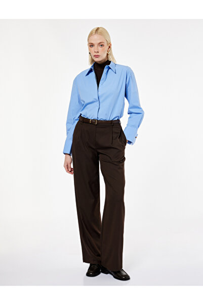 Koton Cotton Long Sleeve Oversize Poplin Shirt