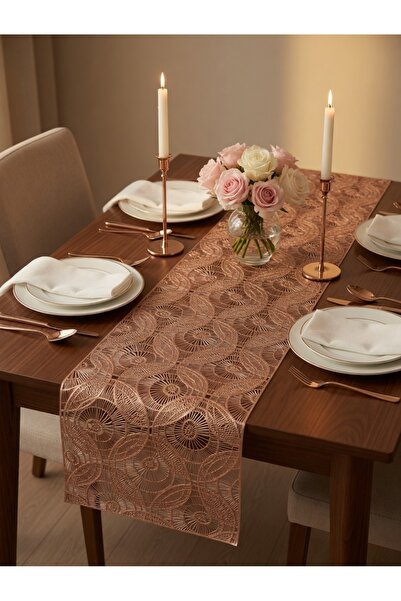 BONOVE Πολυτελές πατάκι δαπέδου με σχέδια σε χρώμα ροζ χρυσό