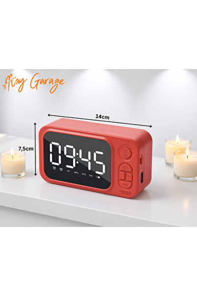 Atay Garage Masa Saati Bluetooth Hoparlör Saatli Alarm – Kablosuz Hoparlör | ...