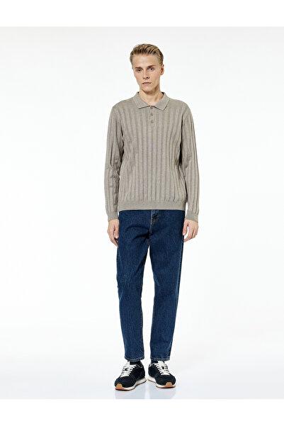 Koton Polo Neck Button Detailed Long Sleeve Winter Knitwear Sweater
