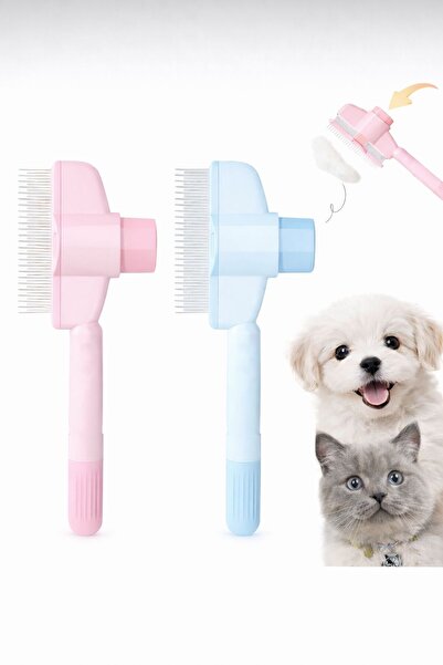 HAYHAYPETSHOP Basmalı Kedi Köpek Tüy Toplama Tarağı Tek Tuşla Temizlenen Prof...