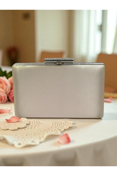 Biçanta Champagne Color Satin Women's Evening Bag Evening Bag Engagement Wedding Bag Clutch Bag