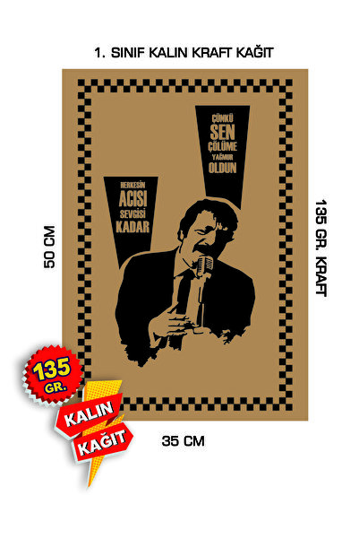 duha trend 35x50 120 Gr. Kraft Kağıt Oto Paspası Müslüm Gürses 100 Adet