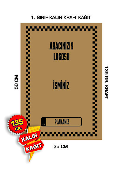 duha trend 35x50 120 Gr. Kraft Kağıt Kişiye Özel Oto Paspası 100 Adet