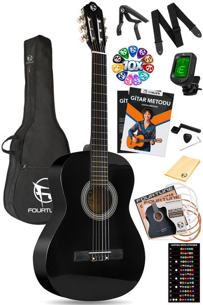 Fourtune Luca C-180BK Siyah Klasik Gitar Seti 4/4 Sap Ayarlı