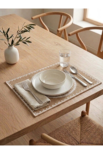 AVANTAGE HOME 6 τεμάχια γιούτα τυπωμένα στο χέρι - Ορθογώνια πλάκα Πιάτο παρο...