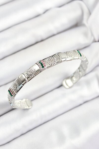 Skygo Brass Mixed Zircon Stone Flower Model Silver Color Six Open Women's Bra...