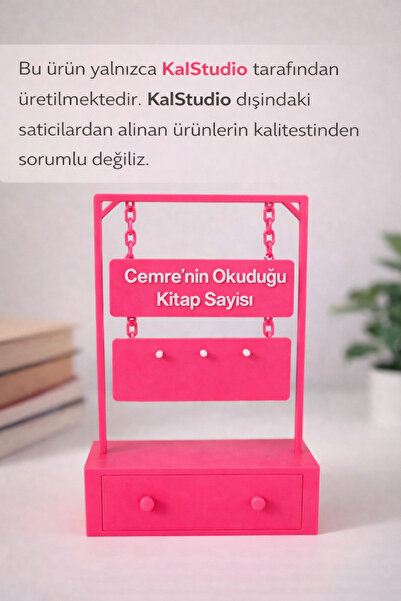 Kal Studio Kişiye Özel Kitap Okuma Takip Sayacı-İsimli Kitap Takip Panosu