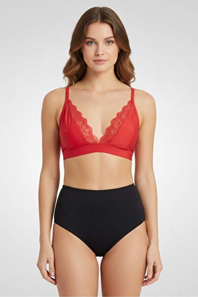 Wolf & Whistle Women Textured Non Padded Bikini Top, Red