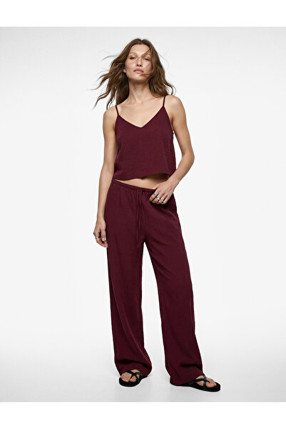 Koton Wide Leg Trousers with Pockets and Tie Waist