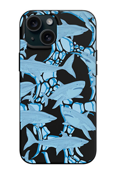 shoptocase iPhone 14/13 Uyumlu Köpekbalığı Desenli TPU İçi Süet Silikon Lansm...