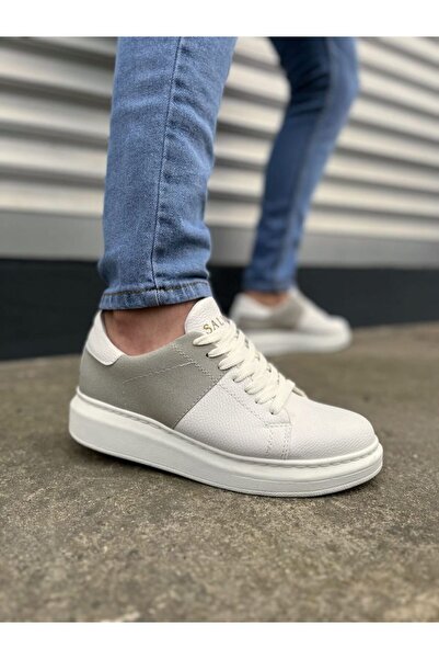 MODE STEP Jy151 Boost Lace-Up Skin Suede Men's Casual Sneaker Shoes Csbt - Wh...