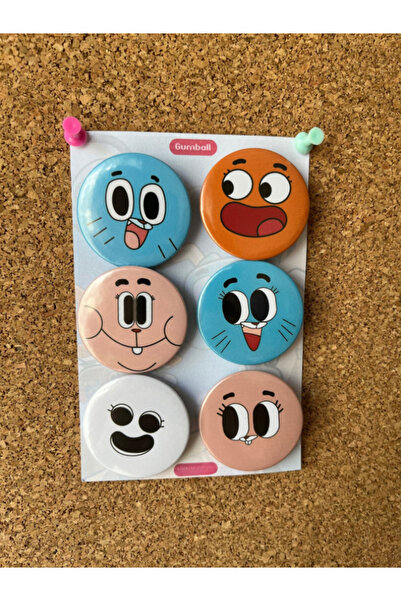 Rozet Gumball ve ailesi 6lı broş seti 44mm