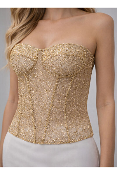 JAVERA Bluz Straplez Gold Transparan