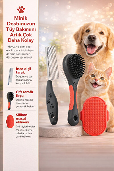 Kiwi pet Evcil Hayvan Bakım ve Güzellik Seti Pet Grooming Kit 3’lü Çok Fonksi...