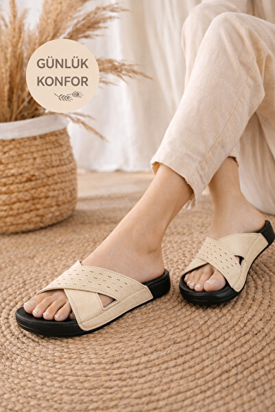 Babetty Γυναικείες ορθοπεδικές καθημερινές παντόφλες με επίπεδη τακούνι Άνετε...