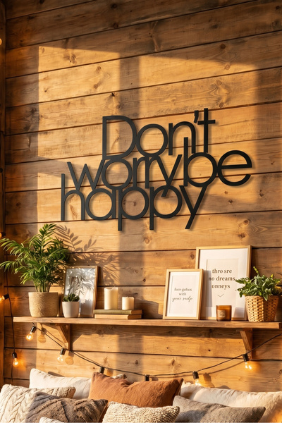Yurudesign Lazer Cnc Kesim Metal Duvar Tablo Don't Worry Be Happy 40*63 La13-b