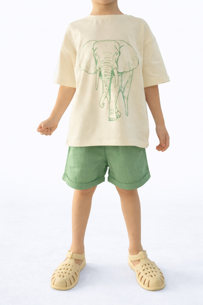 My Baby's World Patterned 100% Cotton Unisex Muslin Shorts Set (Ttye0088)