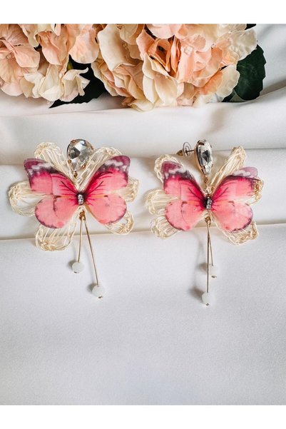 DEVİ fashion Paper Pink Earrings 6 cm