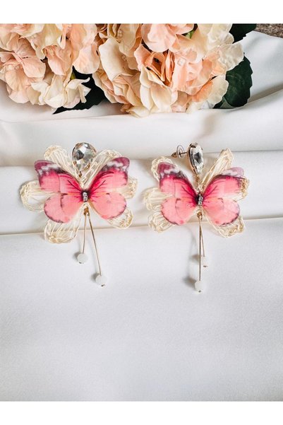 DEVİ fashion Paper Pink Earrings 6 cm