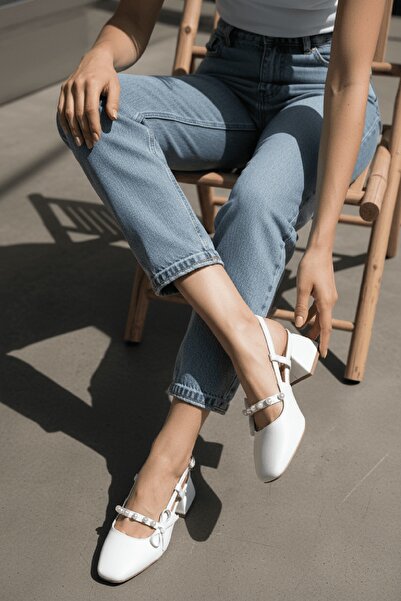 DİVOLYA Παπούτσια καθημερινής χρήσης Melody White Bow Pearl (4 cm τακούνι) με...