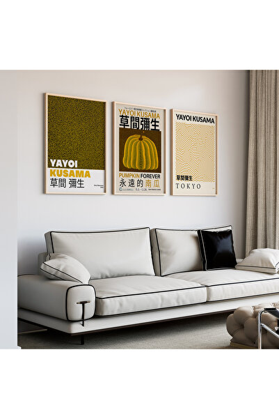 Artiera Σετ ζωγραφικής 3 τεμαχίων με ξύλινο πλαίσιο, με θέμα το Kusama Yellow...