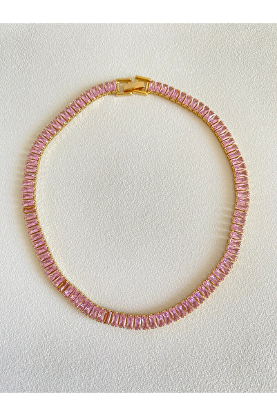 h&b design jewel Pembe Baget Taşlı Choker