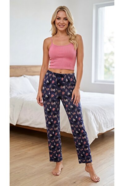Sinem Çeyiz Pl 0808 Lycra Viscose Combed Cotton Patterned Trousers Single Bottom