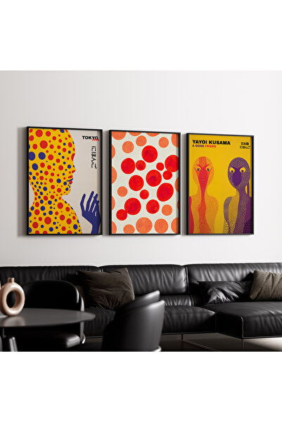 Artiera Σετ ζωγραφικής 3 τεμαχίων Kusama Colorful Dots Japandi Art με ξύλινο ...