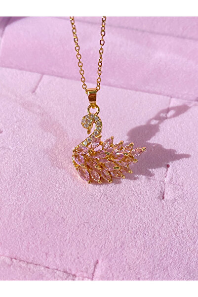 h&b design jewel Çelik Gold Swan Kolye