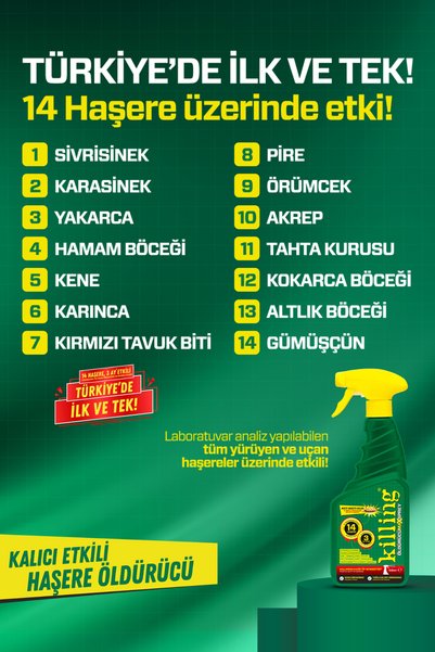 Killing Max Sprey 12’li Eko Set – Böcek İlacı 14 Haşereye Etkili, Karınca 3 Ay Kalıcı 12x500ml