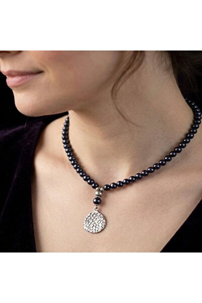LeylanTakı Women's Black Pearl Antique Medal Handmade Bohemian Necklace Bijou...