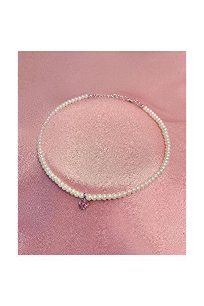 h&b design jewel İncili Mini Kalp Choker